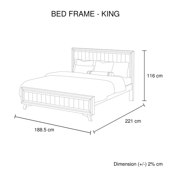 4 Pieces Bedroom Suite King Size Silver Brush in Acacia Wood Construction Bed, Bedside Table & Tallboy - SILBERSHELL