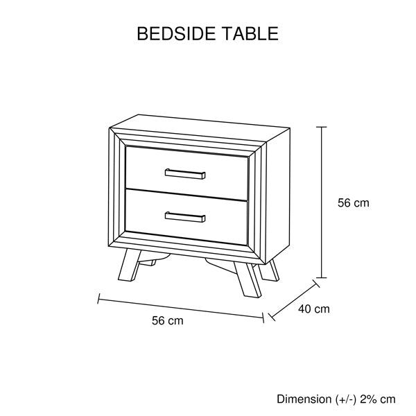 4 Pieces Bedroom Suite King Size Silver Brush in Acacia Wood Construction Bed, Bedside Table & Tallboy - SILBERSHELL