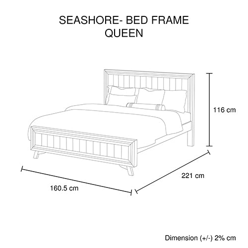 4 Pieces Bedroom Suite Queen Size Silver Brush in Acacia Wood Construction Bed, Bedside Table & Tallboy - SILBERSHELL