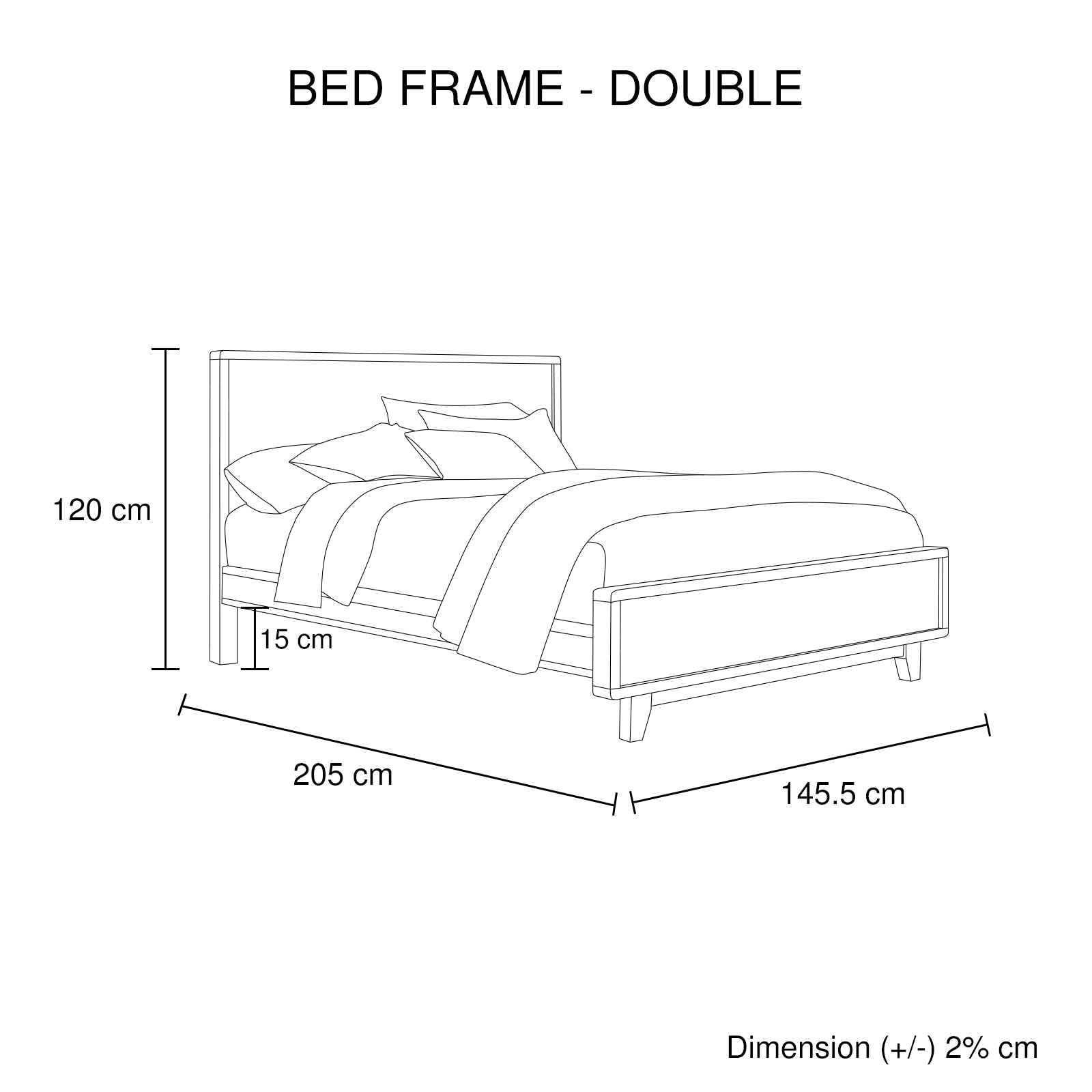 4 Pieces Bedroom Suite Double Size in Solid Wood Antique Design Light Brown Bed, Bedside Table & Tallboy - SILBERSHELL