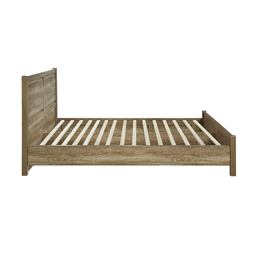 Double Size Bed Frame Natural Wood like MDF in Oak Colour - SILBERSHELL