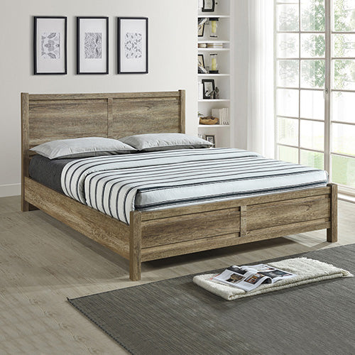 King Size Bed Frame Natural Wood like MDF in Oak Colour - SILBERSHELL