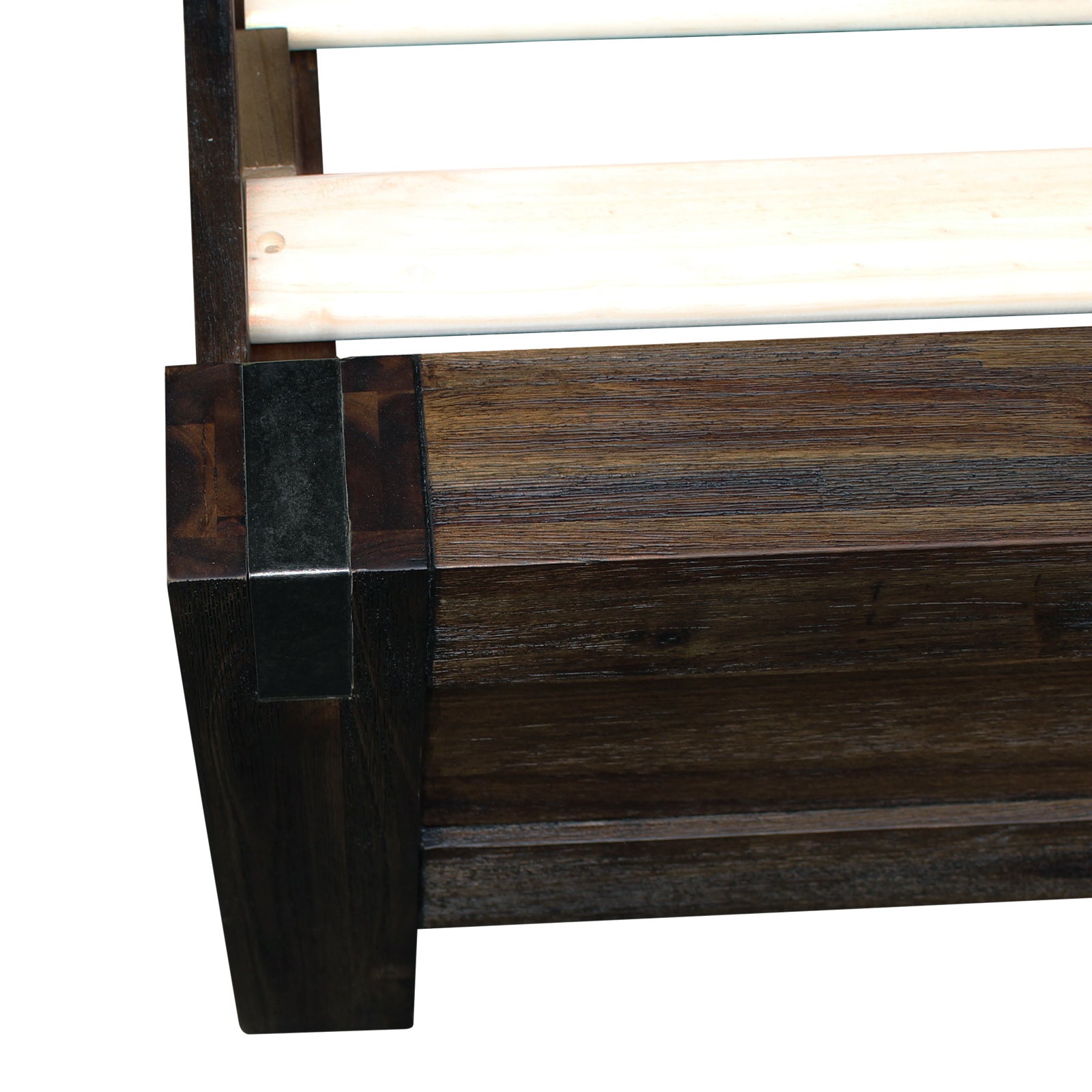 Bed Frame King Size in Solid Wood Veneered Acacia Bedroom Timber Slat in Chocolate - SILBERSHELL