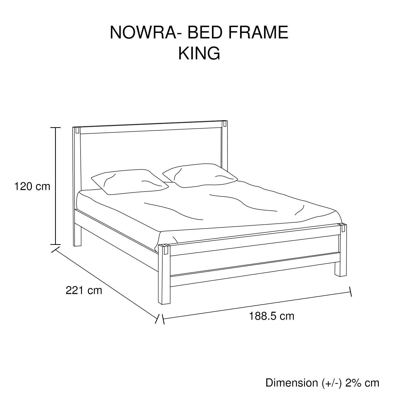 Bed Frame King Size in Solid Wood Veneered Acacia Bedroom Timber Slat in Chocolate - SILBERSHELL