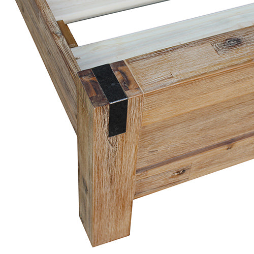 Bed Frame Single Size in Solid Wood Veneered Acacia Bedroom Timber Slat in Oak - SILBERSHELL