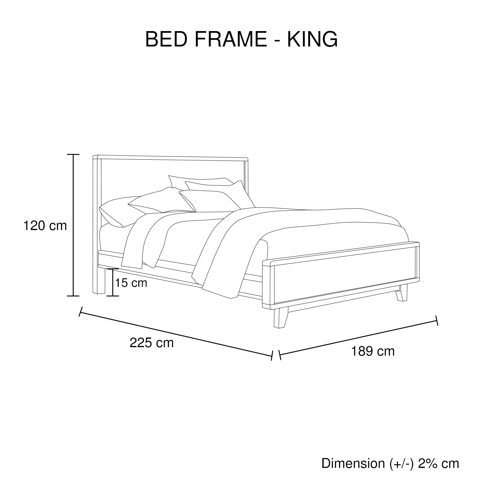 King Size Wooden Bed Frame in Solid Wood Antique Design Light Brown - SILBERSHELL