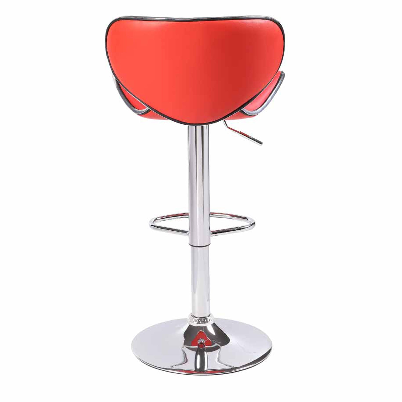 2X Red Bar Stools Faux Leather Mid High Back Adjustable Crome Base Gas Lift Swivel Chairs - SILBERSHELL