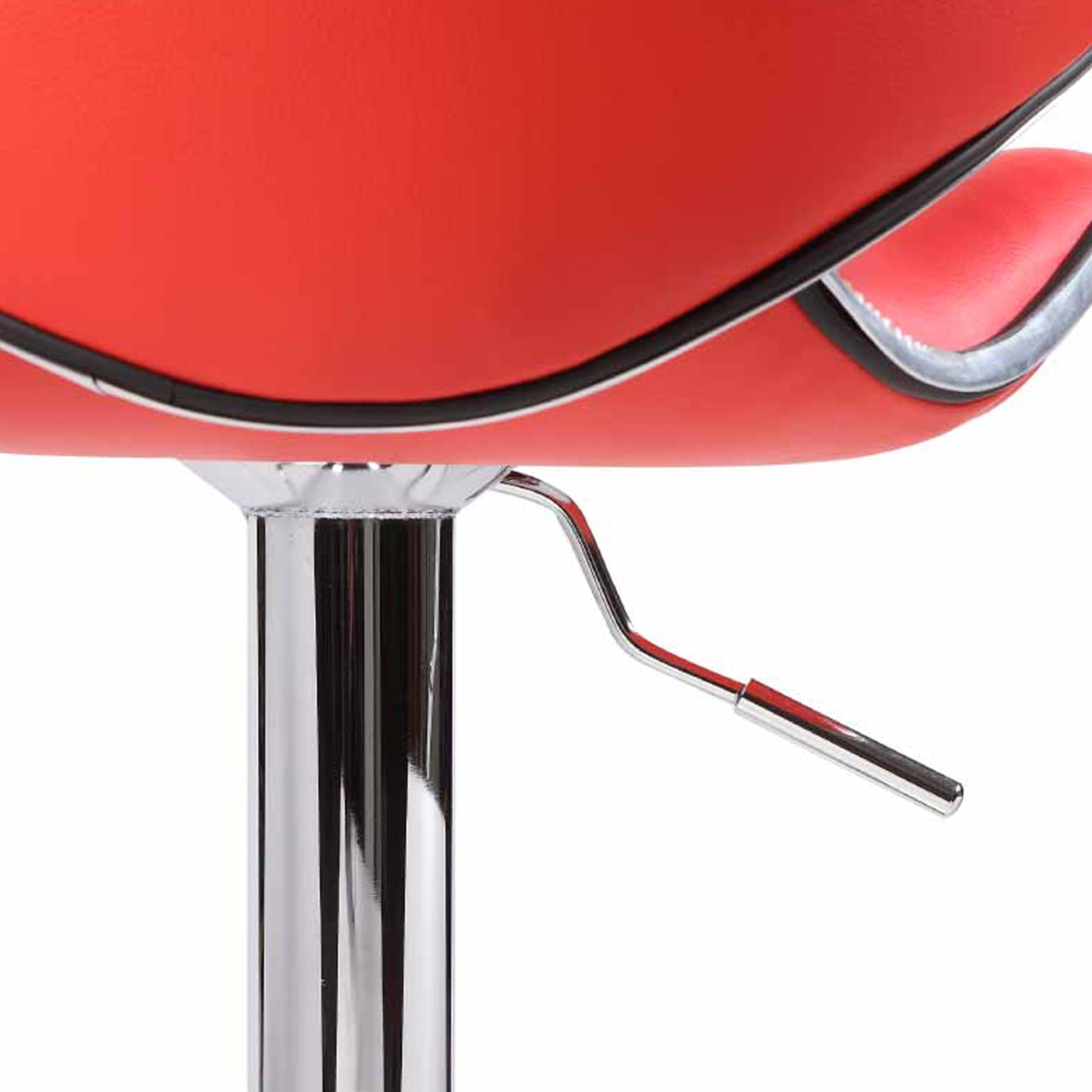 2X Red Bar Stools Faux Leather Mid High Back Adjustable Crome Base Gas Lift Swivel Chairs - SILBERSHELL