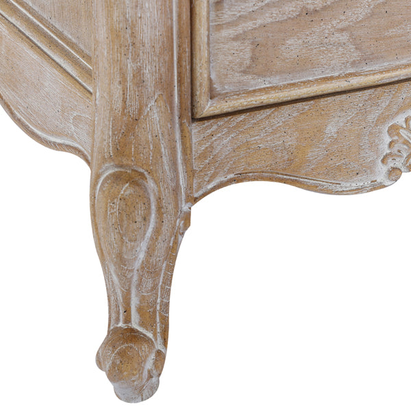 Bedside Table Oak Wood Plywood Veneer White Washed Finish Storage Drawers - SILBERSHELL