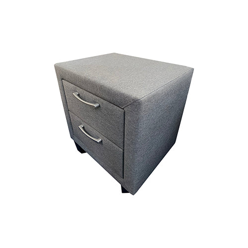 Bedside Table 2 drawers Night Stand Upholstery Fabric Storage in Light Grey Colour - SILBERSHELL