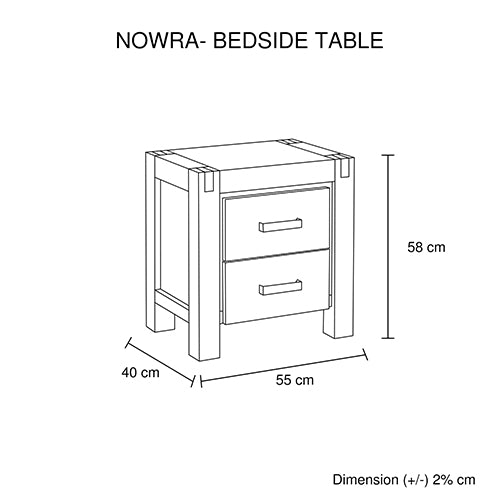 Bedside Table 2 drawers Night Stand Solid Wood Acacia Oak Colour - SILBERSHELL