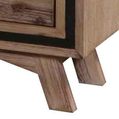 Bedside Table 2 drawer Night Stand with Solid Acacia Storage in Sliver Brush Colour - SILBERSHELL