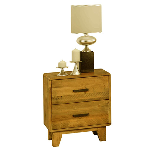 Bedside Table 2 drawers Night Stand Solid Wood Storage Light Brown Colour - SILBERSHELL