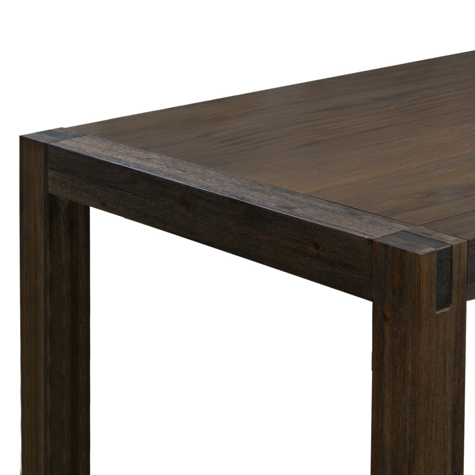 Dining Table 210cm Large Size with Solid Acacia Wooden Base in Chocolate Colour - SILBERSHELL