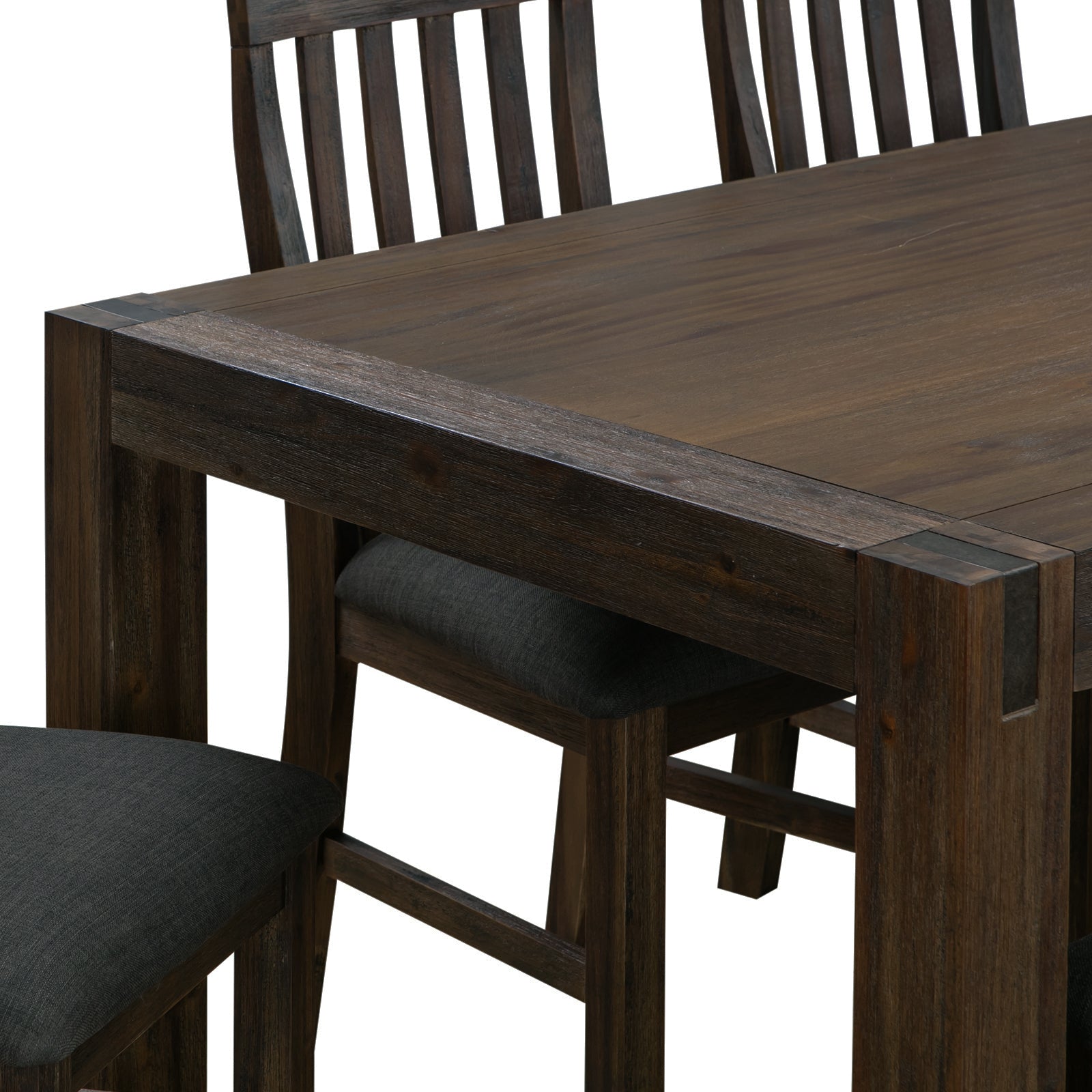 Dining Table 210cm Large Size with Solid Acacia Wooden Base in Chocolate Colour - SILBERSHELL