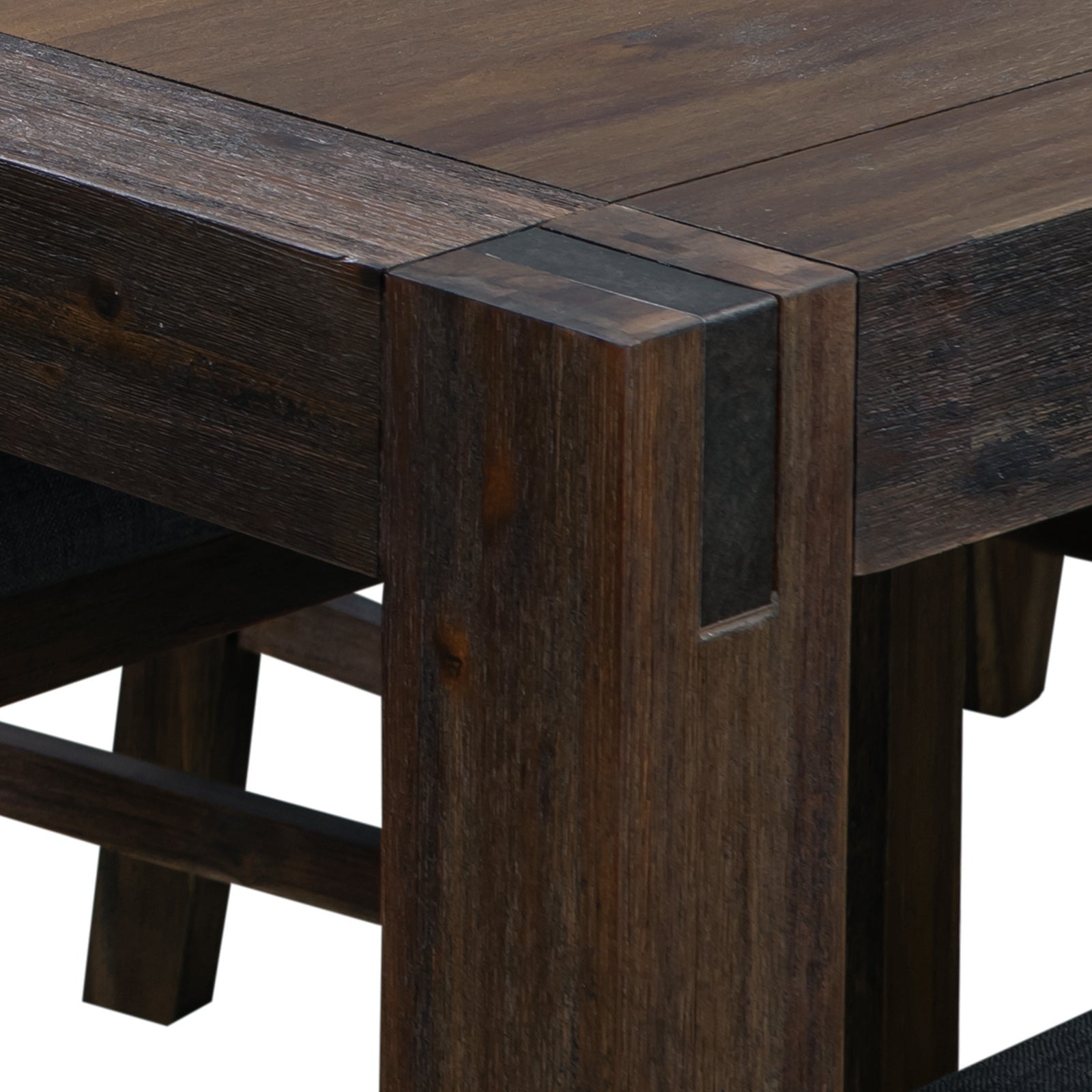 Dining Table 210cm Large Size with Solid Acacia Wooden Base in Chocolate Colour - SILBERSHELL