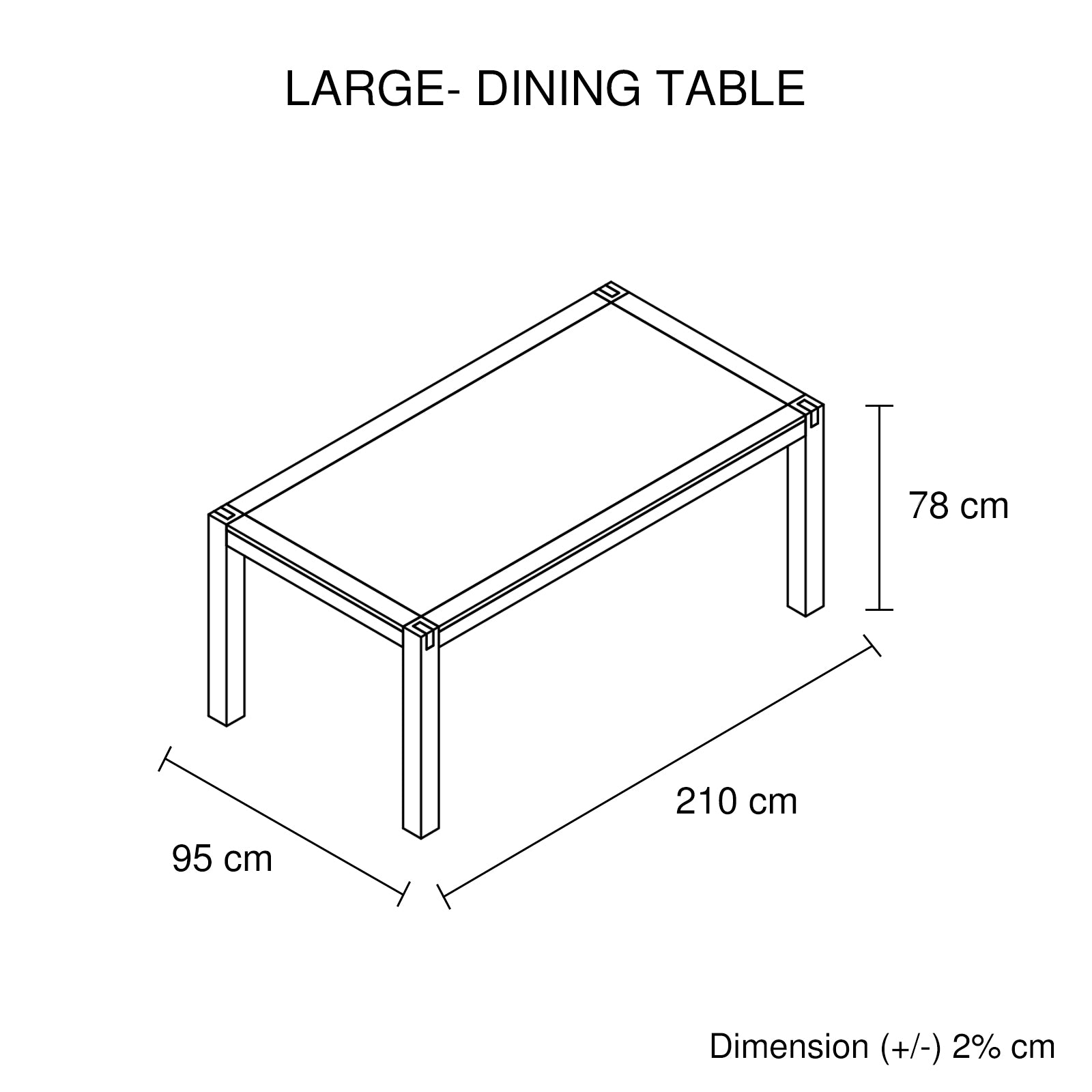 Dining Table 210cm Large Size with Solid Acacia Wooden Base in Chocolate Colour - SILBERSHELL