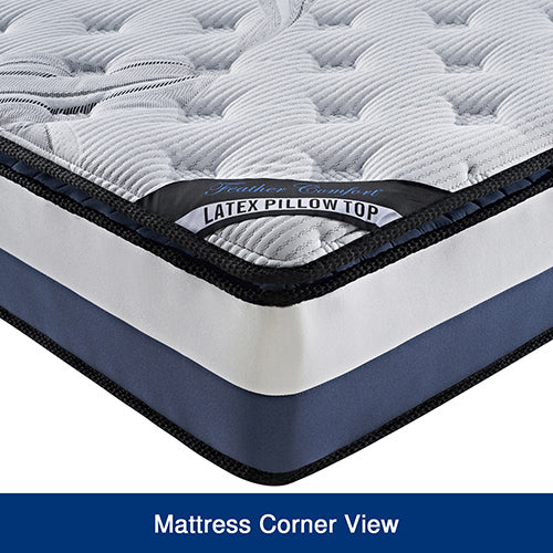 Single Mattress Latex Pillow Top Pocket Spring Foam Medium Firm Bed - SILBERSHELL
