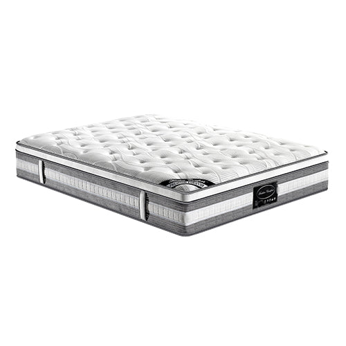 Mattress Euro Top Double Size Pocket Spring Coil with Knitted Fabric Medium Firm 34cm Thick - SILBERSHELL