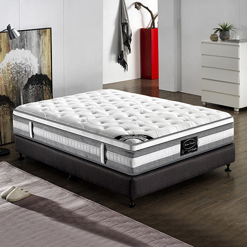 Mattress Euro Top Double Size Pocket Spring Coil with Knitted Fabric Medium Firm 34cm Thick - SILBERSHELL