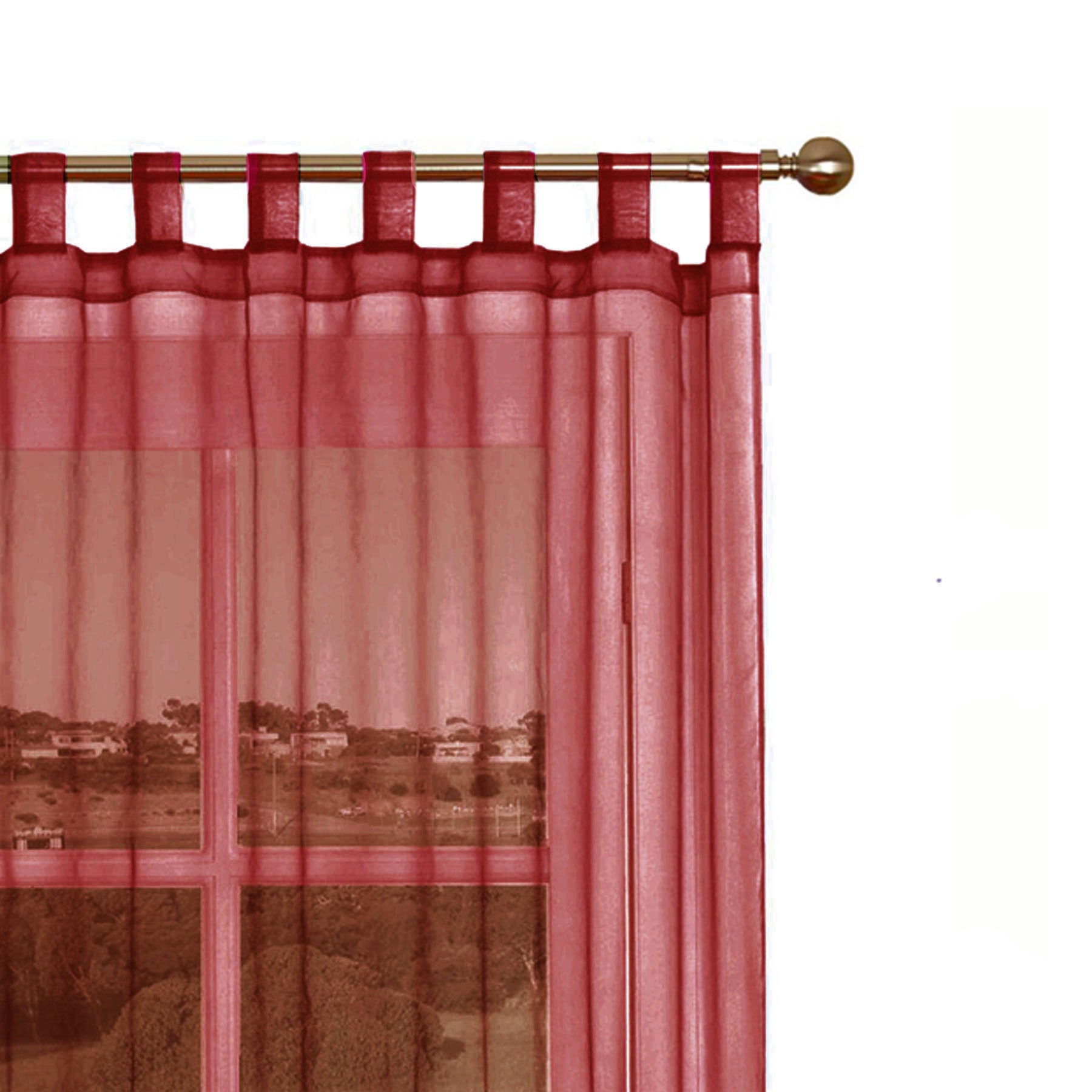 1 Piece Organza Tab Top Curtain 110 x 213 cm Burgundy - SILBERSHELL