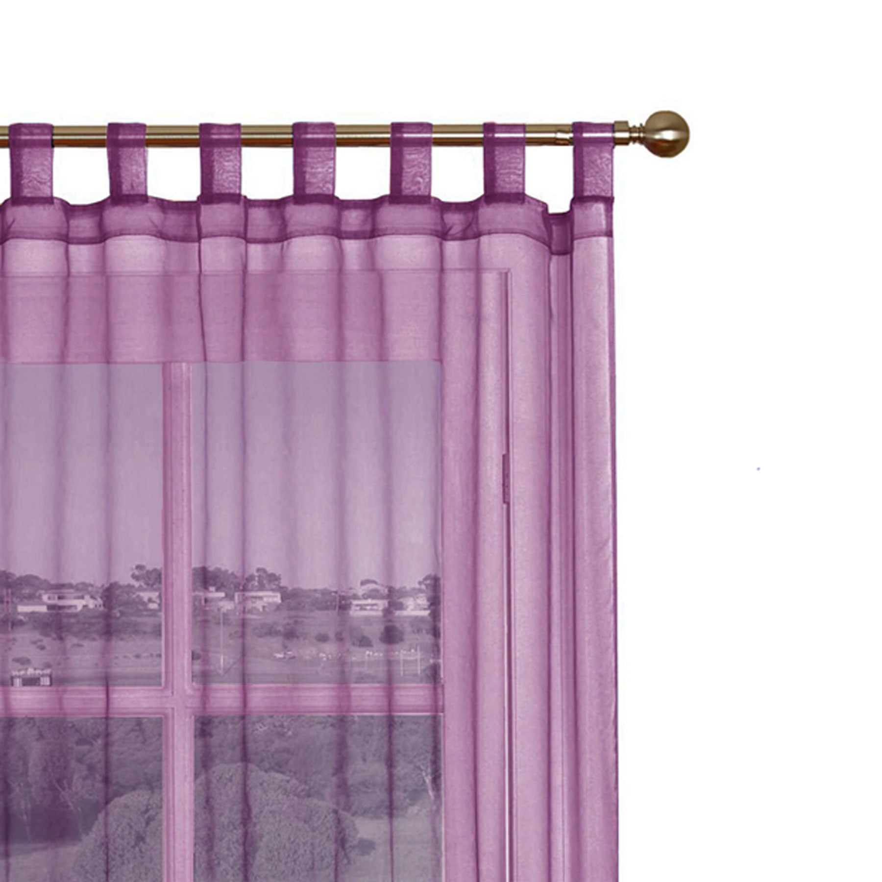 1 Piece Organza Tab Top Curtain 110 x 213 cm Plum - SILBERSHELL