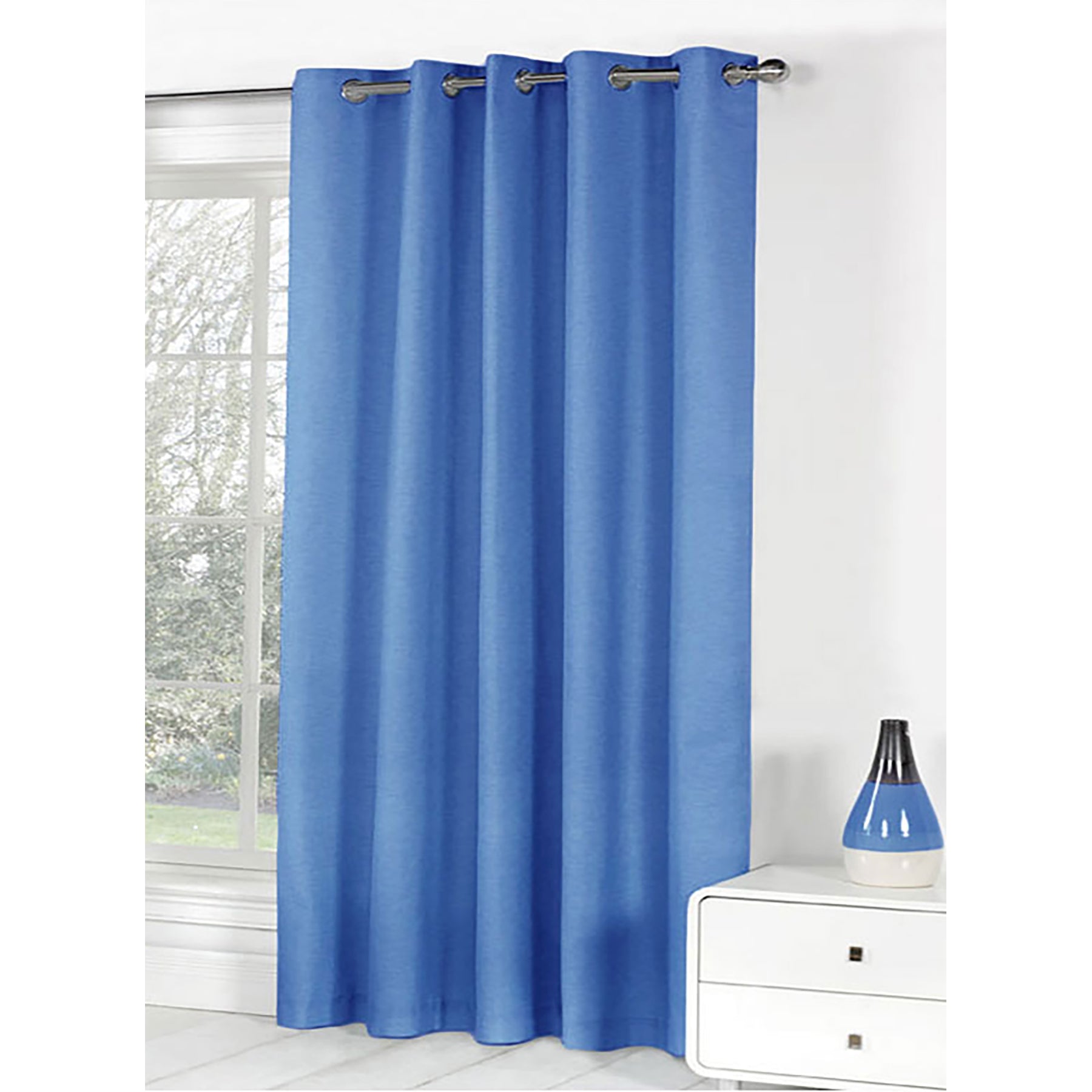 Bloomington One Panel of Easy Care Eyelet Curtains Blue 180 x 221 cm - SILBERSHELL