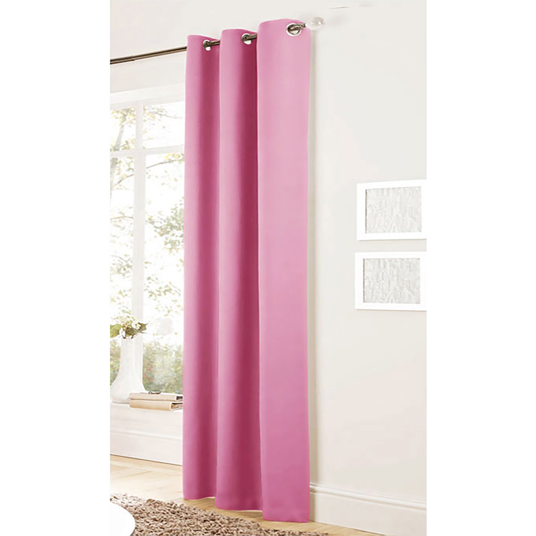 Bloomington One Panel of Easy Care Eyelet Curtains Pink 120 x 221 cm - SILBERSHELL