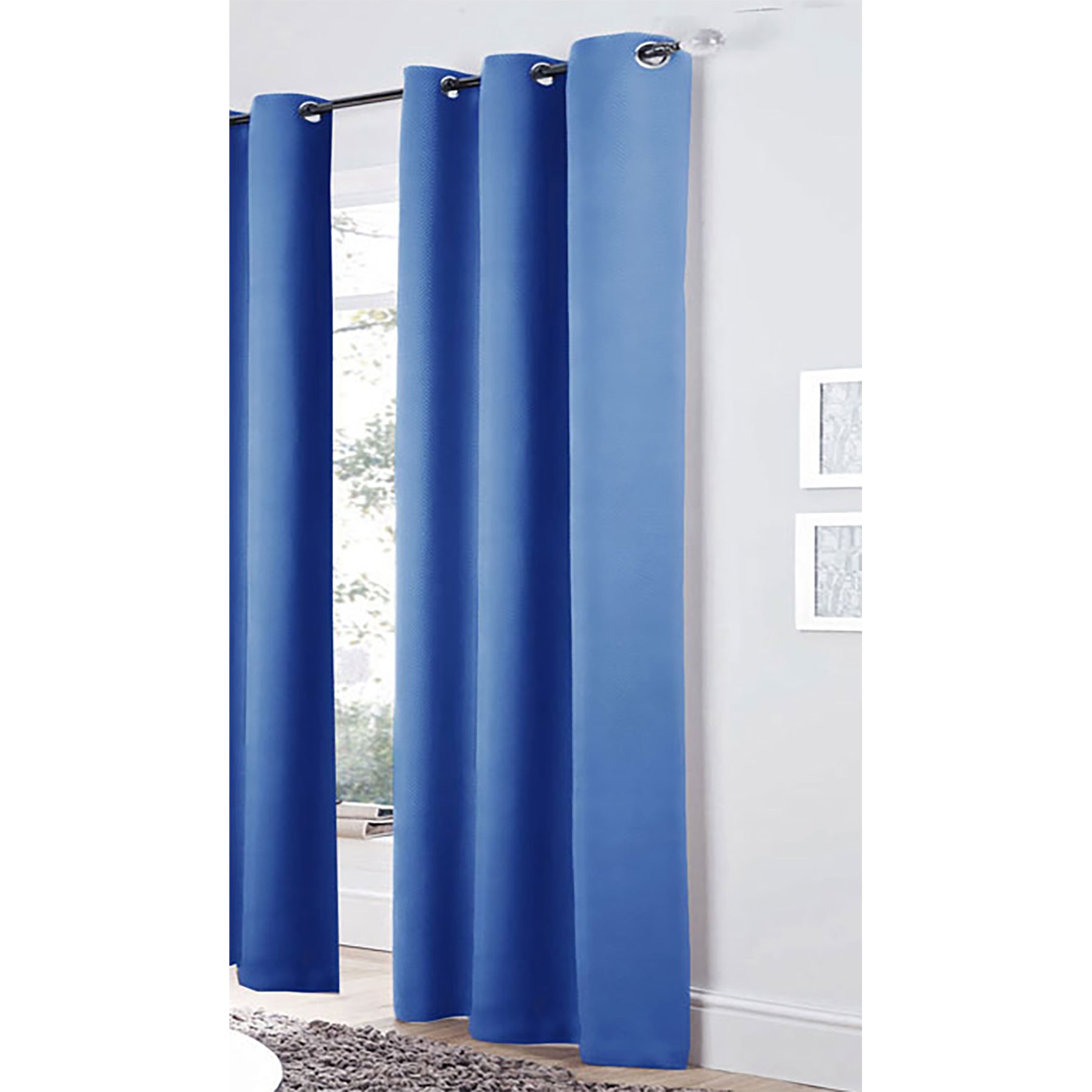 Bloomington Pair of Easy Care Eyelet Curtains Blue 120 x 221 cm - SILBERSHELL