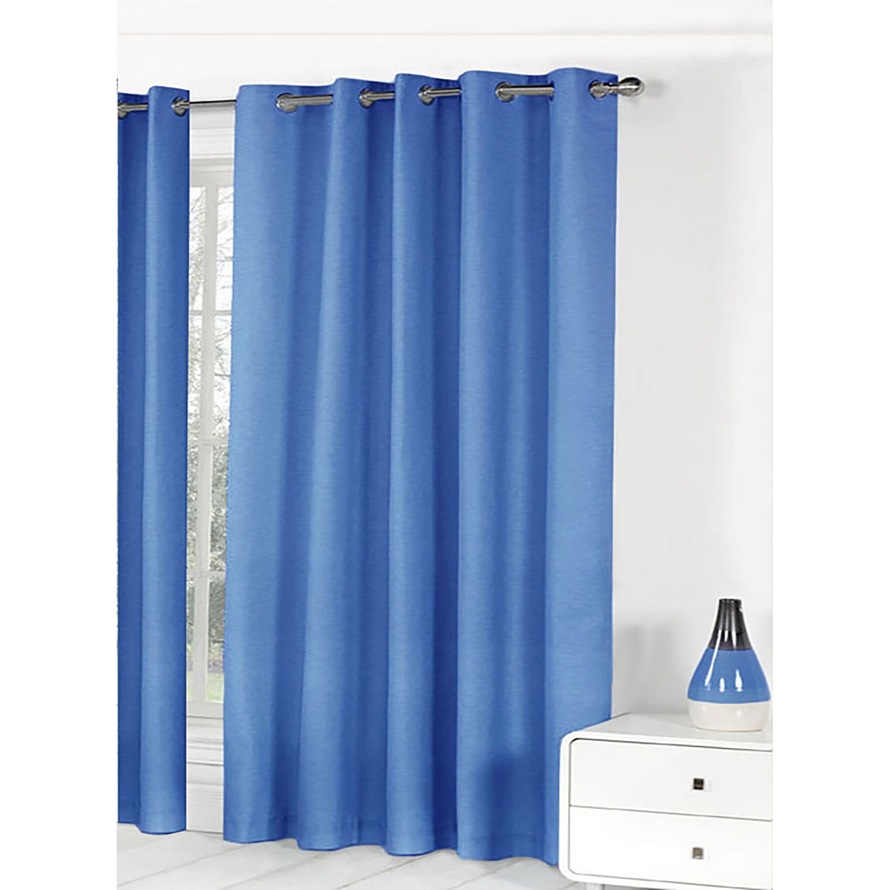 Bloomington Pair of Easy Care Eyelet Curtains Blue 180 x 221 cm - SILBERSHELL