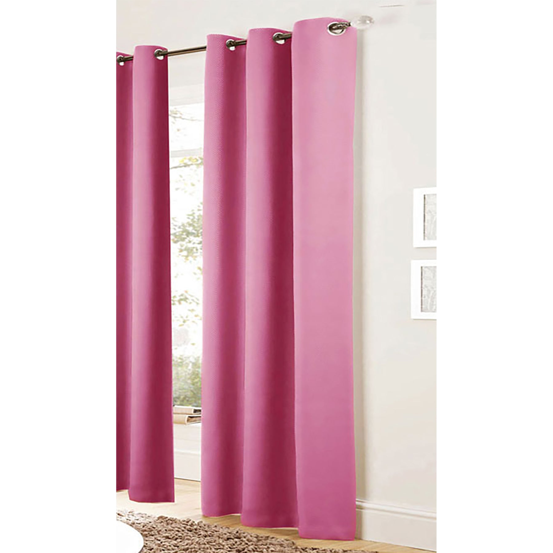 Bloomington Pair of Easy Care Eyelet Curtains Pink 120 x 221 cm - SILBERSHELL