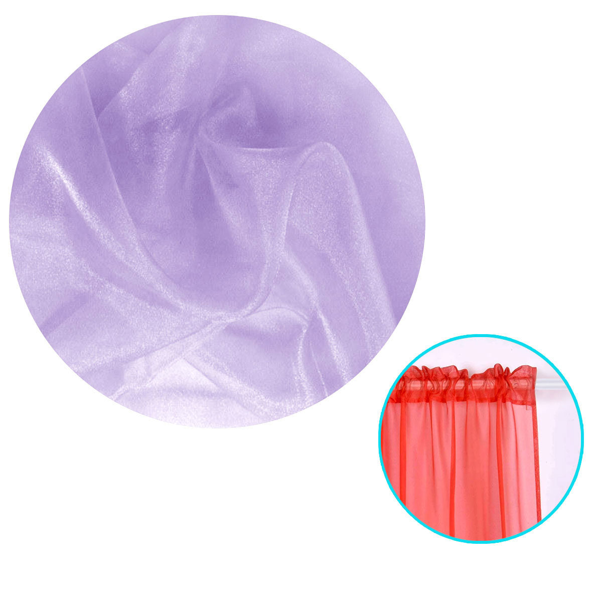 Pair of Organza Sheer Rod Pocket Curtains Lilac - SILBERSHELL