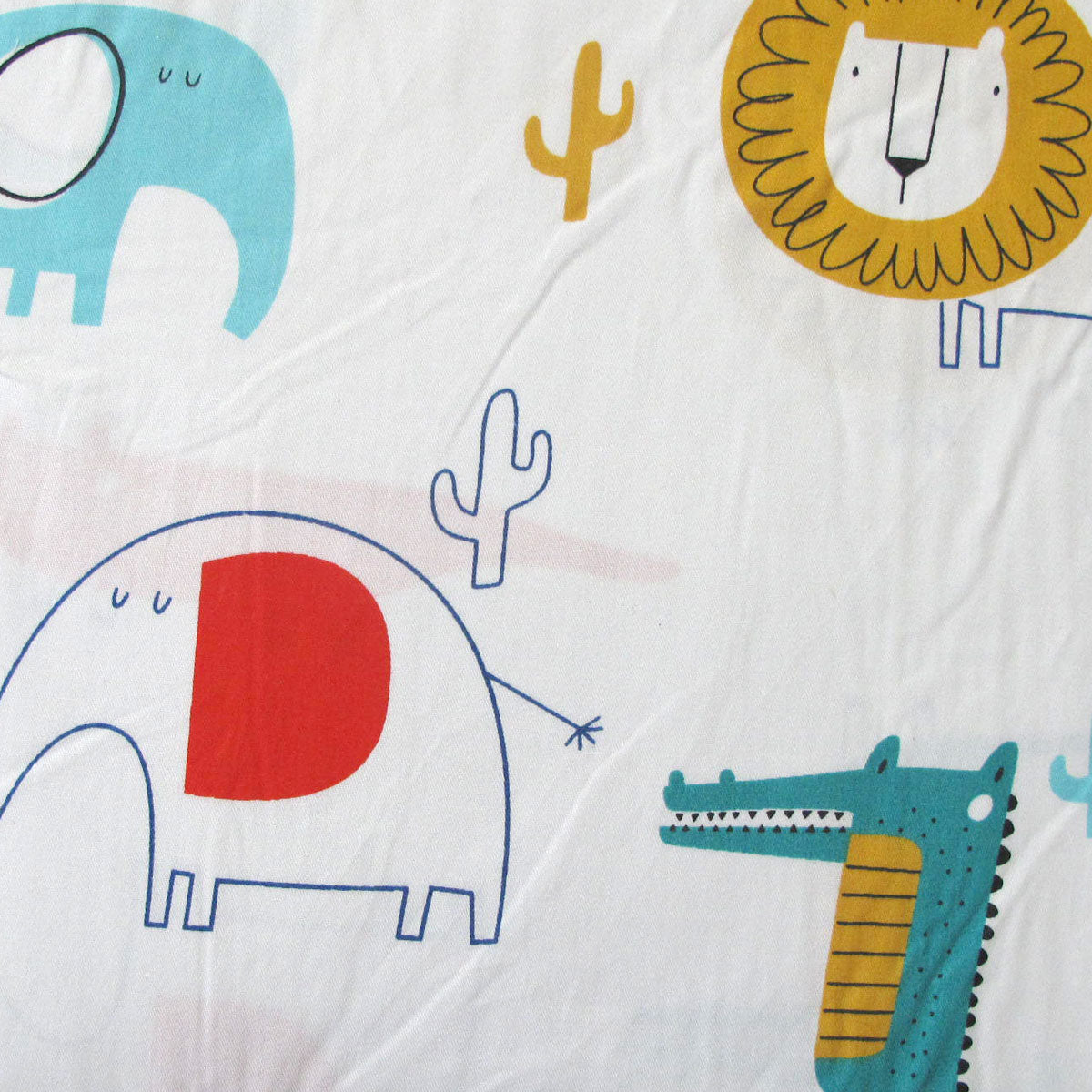 Wild Life Lion Elephant Crocodile Baby 100% Cotton Printed Sheet Set Cot Size - SILBERSHELL