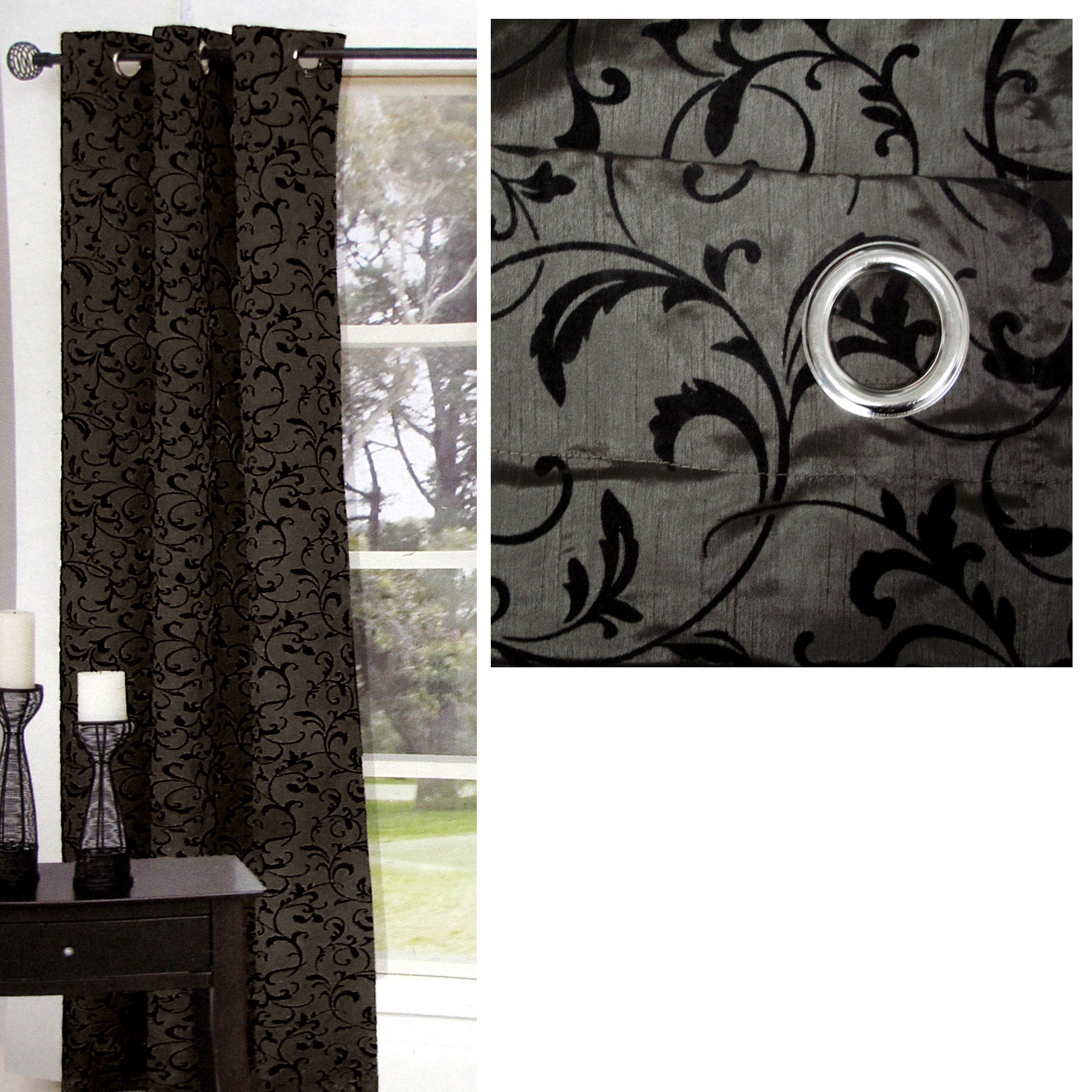 One Piece of Options Flocking Unlined Curtain 110 x 213 cm Charcoal - SILBERSHELL