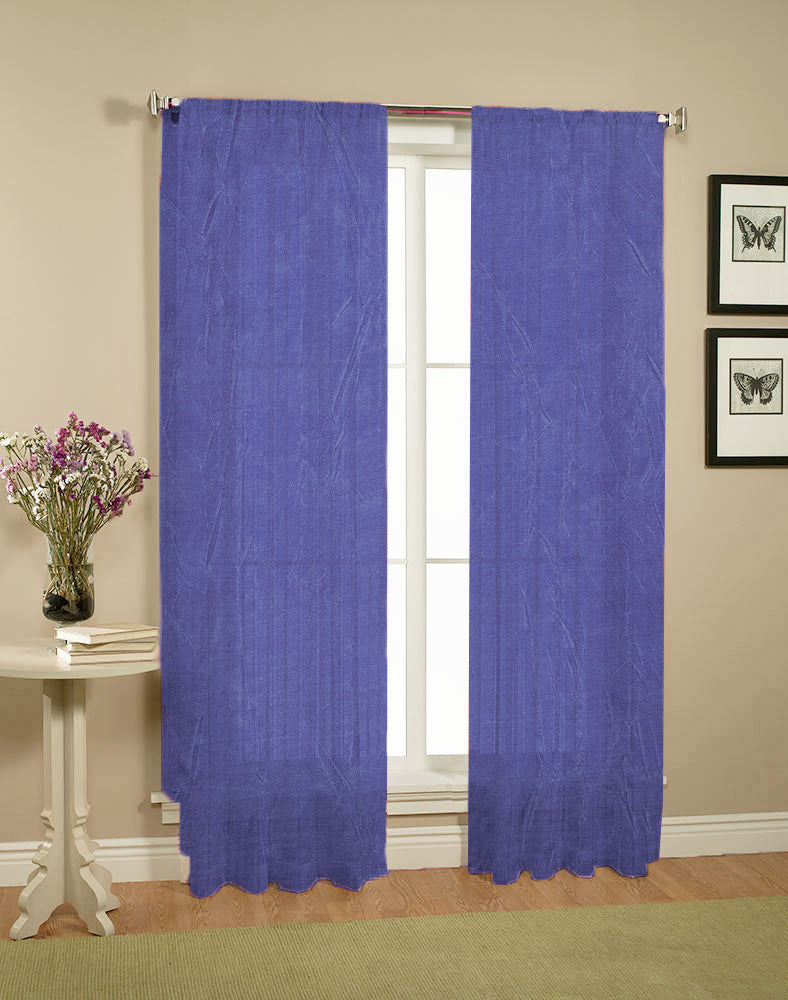 Pair of Crushed Sheer Curtains Blue - SILBERSHELL