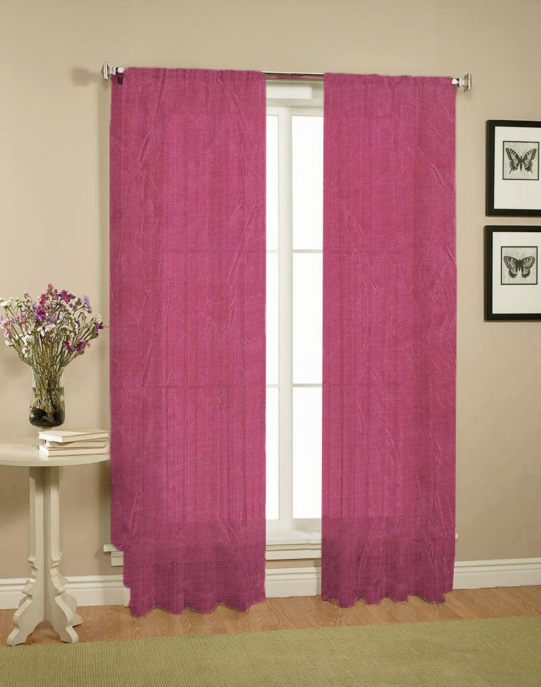 Pair of Crushed Sheer Curtains Burgundy - SILBERSHELL