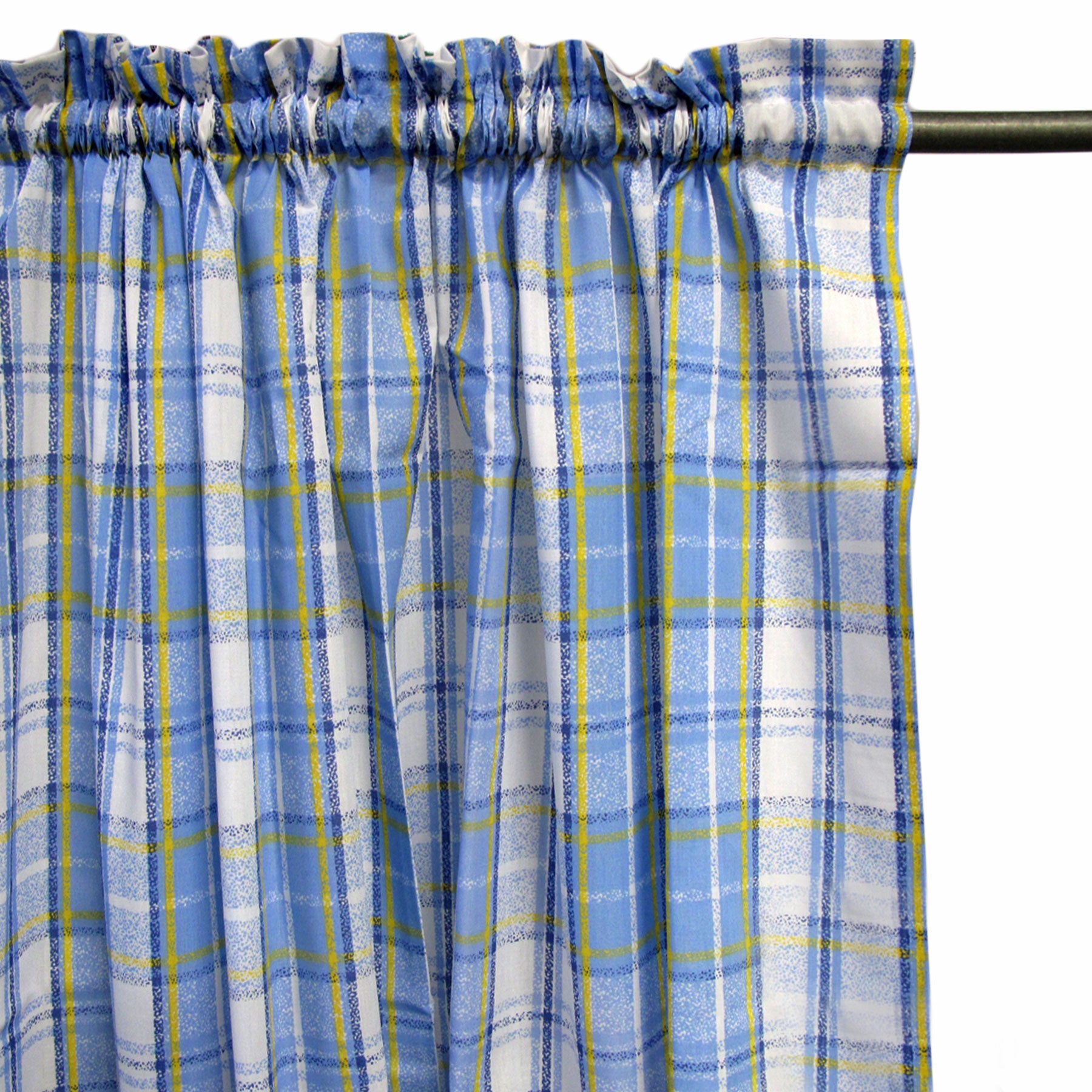 Home Innovations Pair of Polyester Cotton Rod Pocket Blue Checkered Curtains - SILBERSHELL