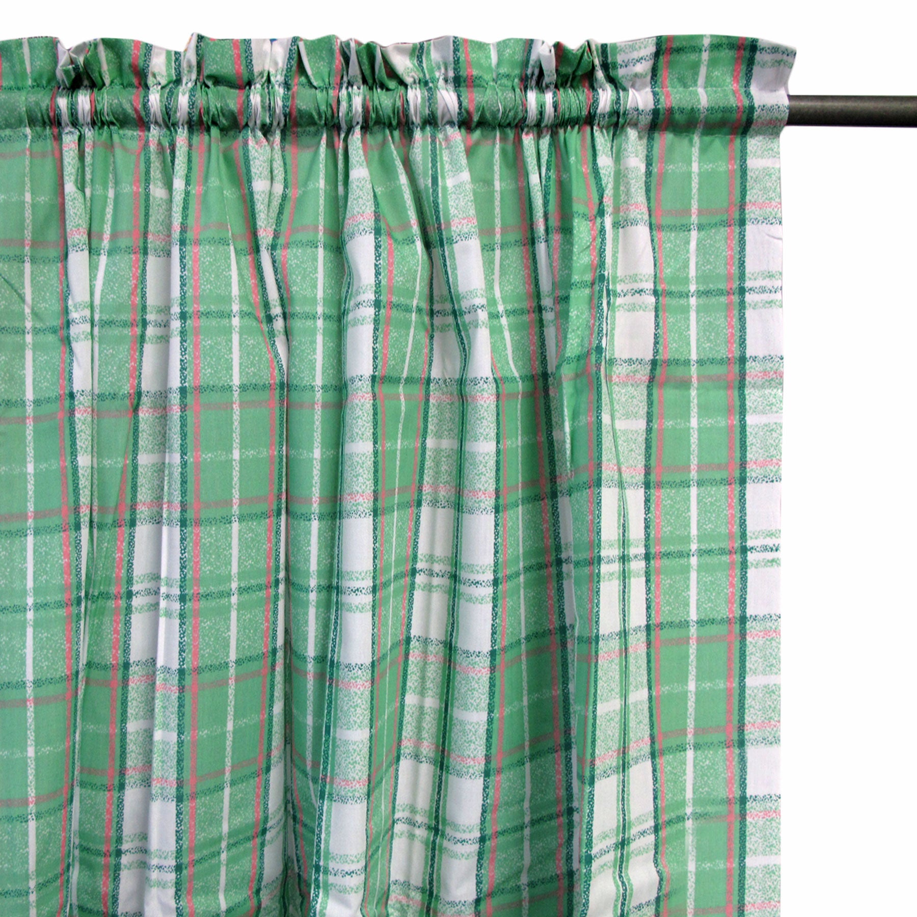 Home Innovations Pair of Polyester Cotton Rod Pocket Green Checkered Curtains - SILBERSHELL