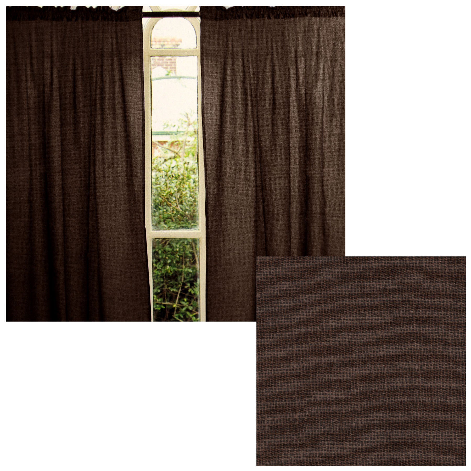 Pair of Polyester Cotton Rod Pocket Unlined Curtains 110 x 213 cm each Chocolate Dots - SILBERSHELL