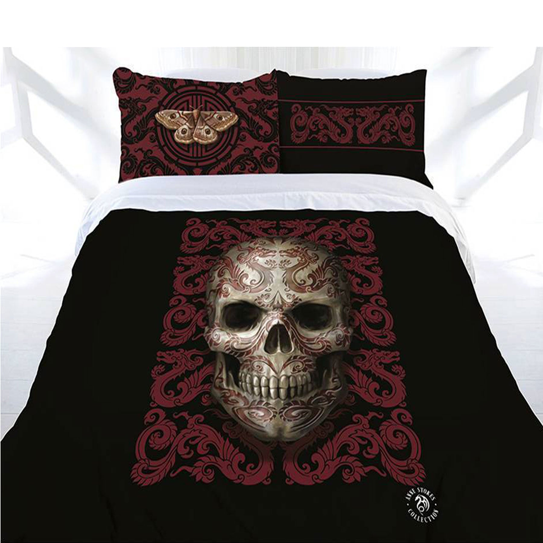 Anne Stokes Oriental Skull Quilt Cover Set Single - SILBERSHELL