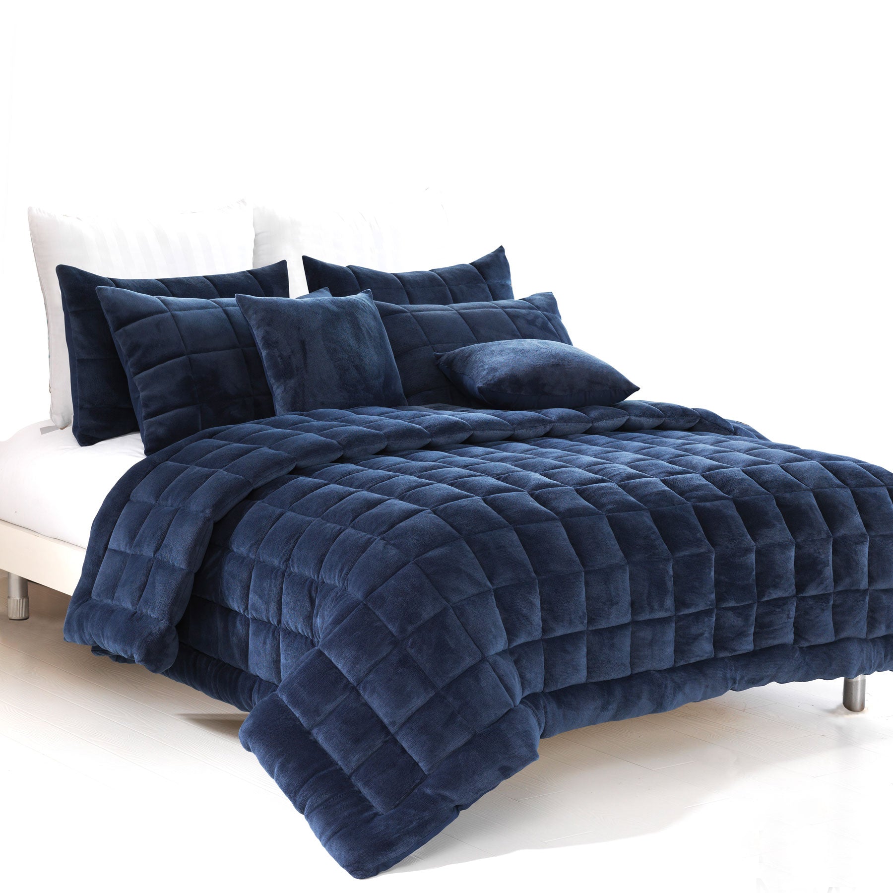 Alastairs Augusta Faux Mink Quilt / Comforter Set Navy Single - SILBERSHELL