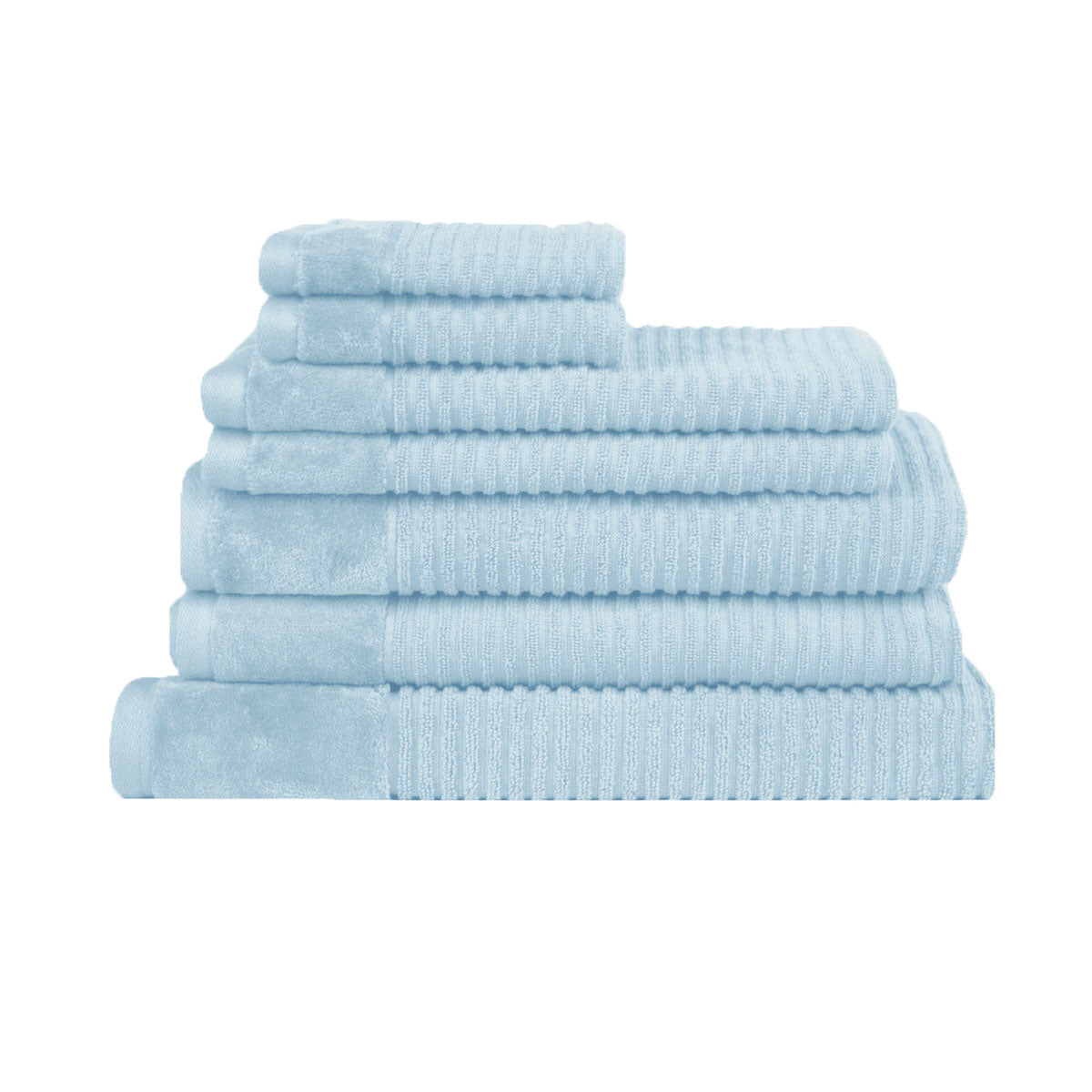 Royal Excellency 7 Piece Cotton Bath Towel Set - Baby Blue - SILBERSHELL