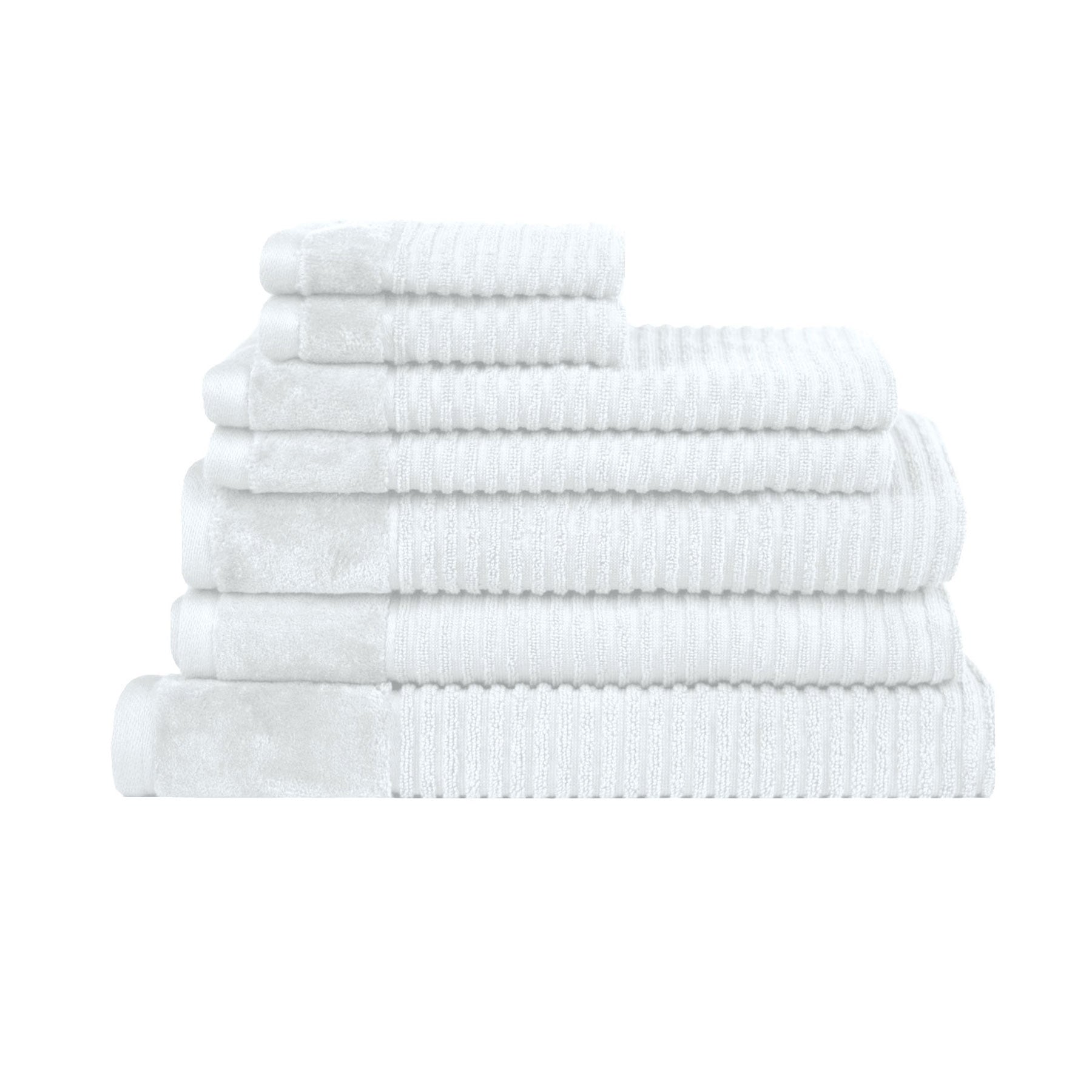 Royal Excellency 7 Piece Cotton Bath Towel Set - White - SILBERSHELL