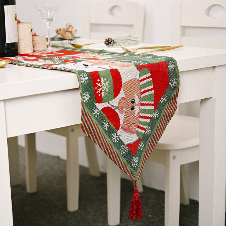 Christmas Table Runner thickened knitted Dining Tablecloth Xmas Party Decor(Santa Claus) - SILBERSHELL