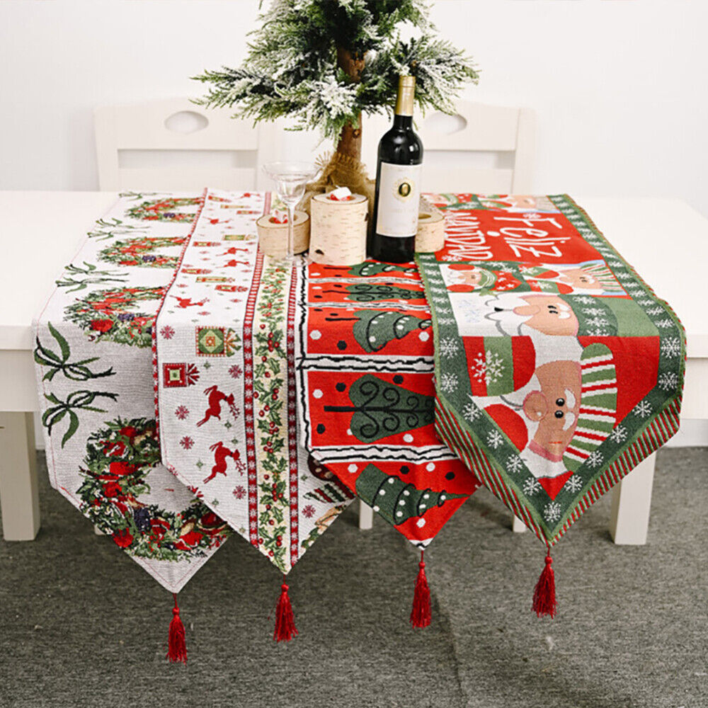 Christmas Table Runner thickened knitted Dining Tablecloth Xmas Party Decor(Garland) - SILBERSHELL