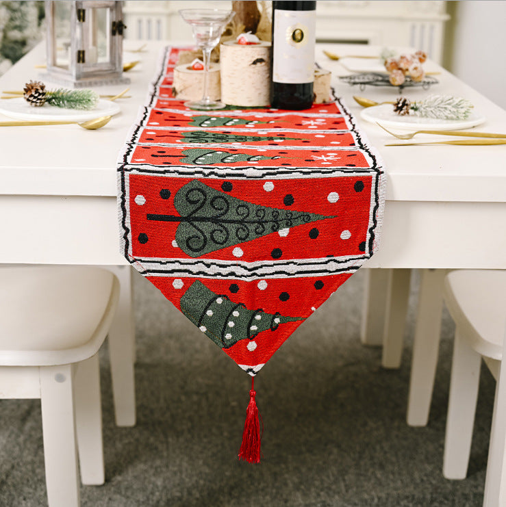 Christmas Table Runner thickened knitted Dining Tablecloth Xmas Party Decor(Tree) - SILBERSHELL