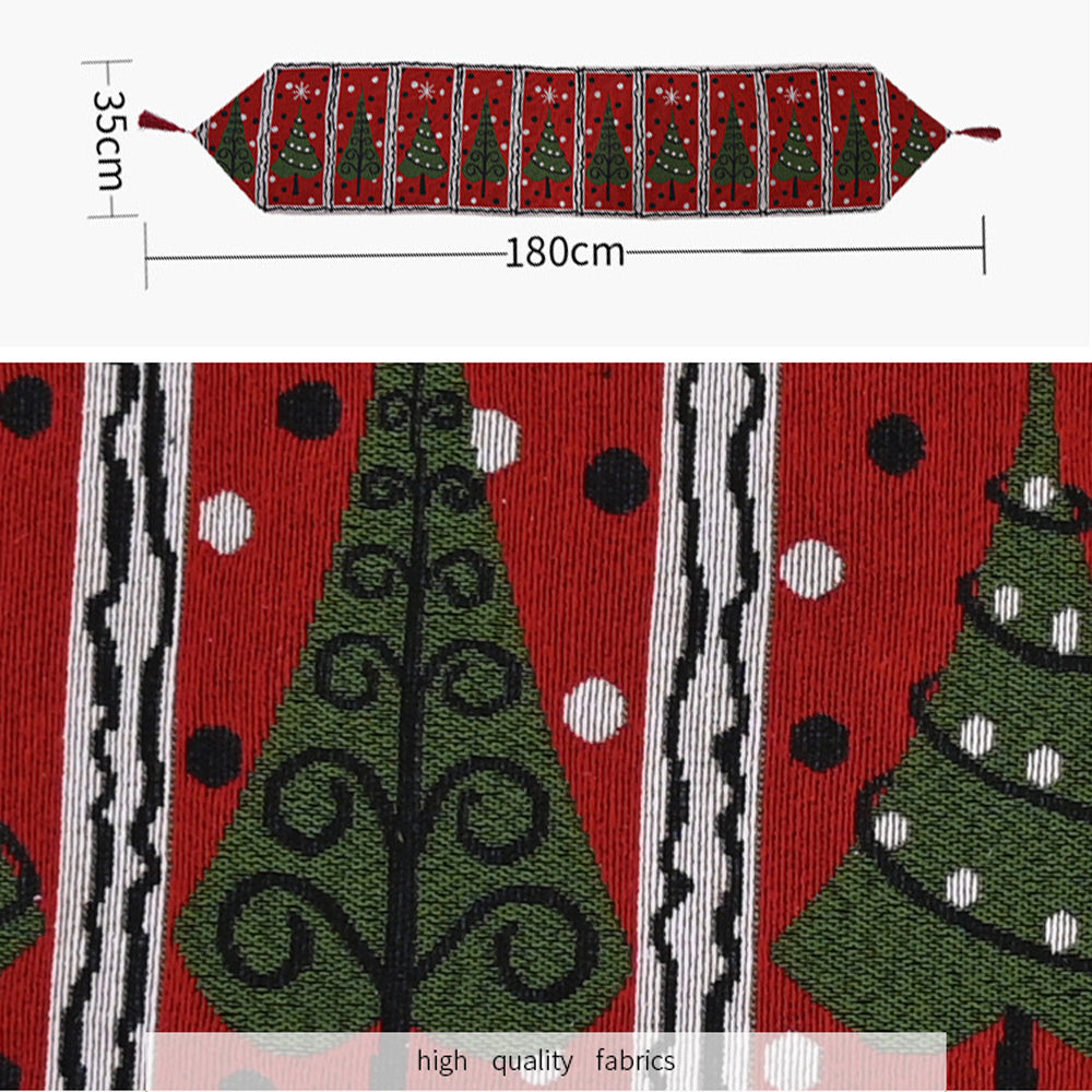 Christmas Table Runner thickened knitted Dining Tablecloth Xmas Party Decor(Tree) - SILBERSHELL
