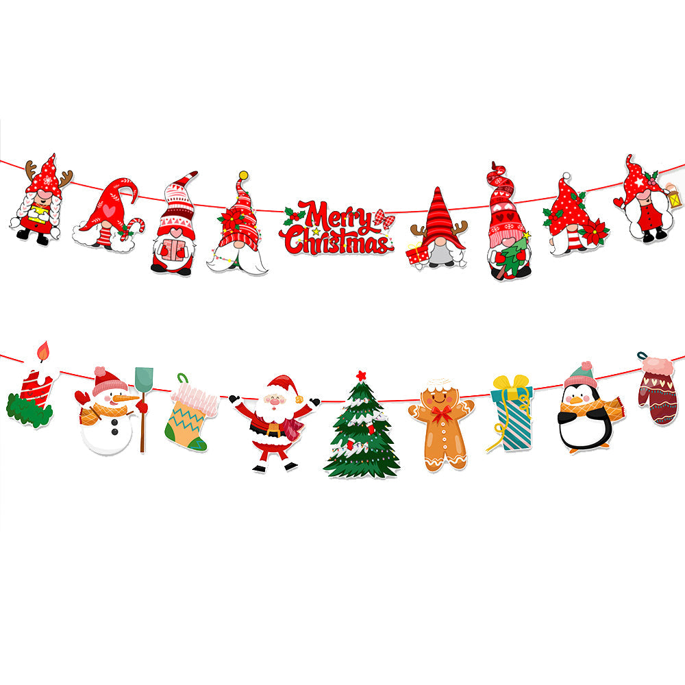 2Pack 3M Christmas Bunting Banners Garland Wall Decor Elk Snowman Party Decor(TO25+TO26) - SILBERSHELL