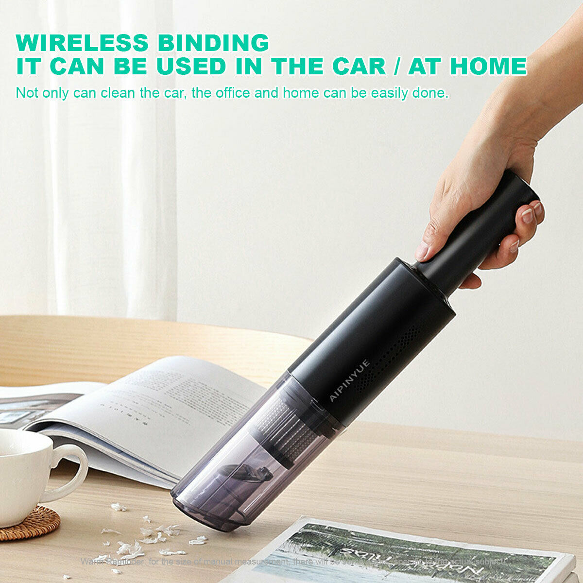 Wireless Charge 6000Pa Suction Powerful Portable Car Vacuum Cleaner Home Duster(Black) - SILBERSHELL