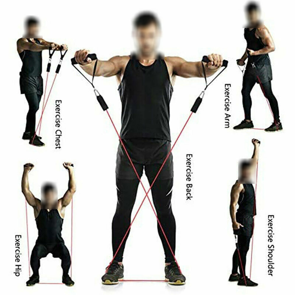 11Pcs/Set Pull Rope Belt Elastic Home Gym Fitness Exercise Resistance Band - SILBERSHELL